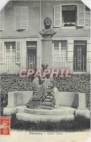 Carte Postale Ancienne Vouziers Statue Taine