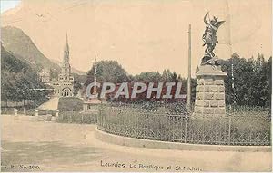 Carte Postale Ancienne Lourdes La Basilique et St Michel