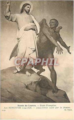 Bild des Verkufers fr Carte Postale Ancienne Musee de Louvre Ecole franaise Ary Scheffer (1795 1838) Jesus Christ Tente par le demon zum Verkauf von CPAPHIL