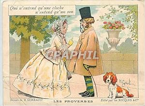 Carte Postale Ancienne Les Proverbes Qui n'entend qu'une Cloche n'entend qu'un son Ricqles