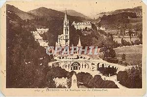Carte Postale Ancienne Lourdes La Basilique vue du Château Fort