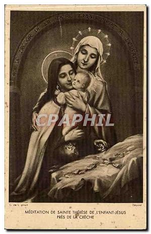Ste Therese de l'enfant Jesus pres de la Creche - La Vierge Marie - Carte Postale Ancienne