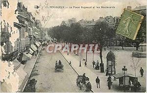 Carte Postale Ancienne Perigueux la Place Bugeaud et les Boulevards
