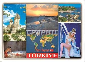 Bild des Verkufers fr Carte Postale Moderne Turkiye Cappadocia Bath Pamukkale I'm Here Turkiye Yacht Harbour Antalya Bellydancer zum Verkauf von CPAPHIL