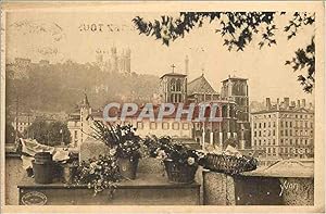 Carte Postale Ancienne Lyon VUe sur la Cathédrale St Jean et la Basilique de Fourviere