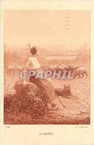 Image du vendeur pour Carte Postale Ancienne La Bergere Dessins Laronze Chien Moutons mis en vente par CPAPHIL