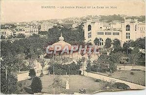 Carte Postale Ancienne Biarritz Le Jardin Public et la Gare du Midi