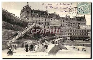 Biarritz Carte Postale Ancienne La rampe mobîle et le casino Bellevue