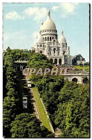 Imagen del vendedor de Montmatre Paris 18 - Basilique du sacre Coeur et le funiculaire Carte Postale Ancienne a la venta por CPAPHIL