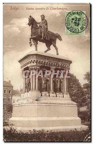 Belgique Liege Carte Postale Ancienne Statue equestre de Charlemagne