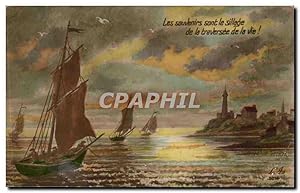 Seller image for Carte Postale Ancienne Les souvenirs sont le sillage de la traversee de la vie Bateau for sale by CPAPHIL