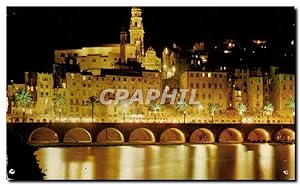 Image du vendeur pour Menton Carte Postale Moderne La ville vue de nuit mis en vente par CPAPHIL