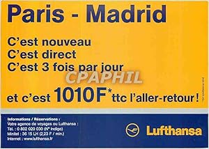 Image du vendeur pour Carte Postale Moderne Lufthansa Paris Madrid c'est Nouveau c'est Direct c'est 3 Fois par Jour mis en vente par CPAPHIL