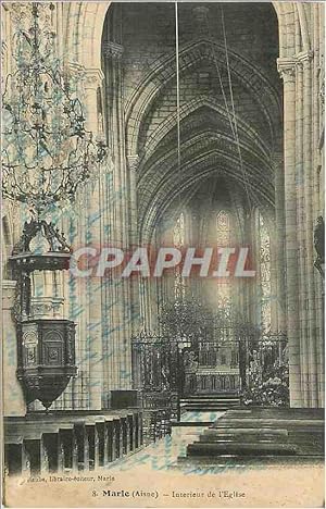 Carte Postale Ancienne Marle (Aisne) Intérieur de l'Eglise
