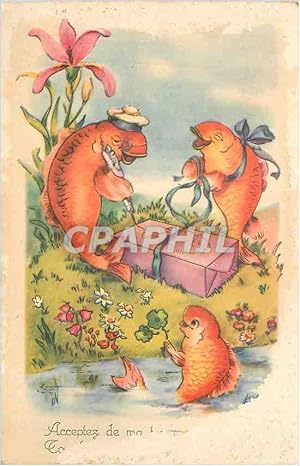 Carte Postale Ancienne Acceptez Poissons