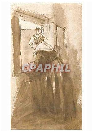 Image du vendeur pour Carte Postale Moderne Musee du Louvre Femme regardant par la fenetre exposition Rembrandt et son temps Dessins des collecions publiques et mis en vente par CPAPHIL