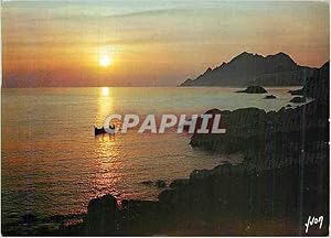 Carte Postale Ancienne Porto La Corse Oasis de Beaute Couleurs et Lumiere de France Coucher de So...