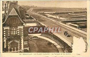 Image du vendeur pour Carte Postale Ancienne Deauville La Plage Fleurie La Terrasse et les Jardins Automobile mis en vente par CPAPHIL