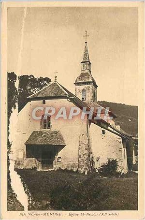 Carte Postale Ancienne Borne sur Menoge Eglise St Nicolas (XIe Siecle)