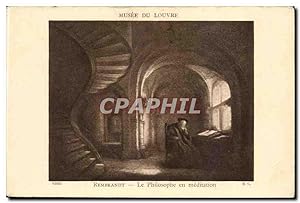 Image du vendeur pour Carte Postale Ancienne Musee du Louvre REmbrandt Le philosophe en meditation mis en vente par CPAPHIL