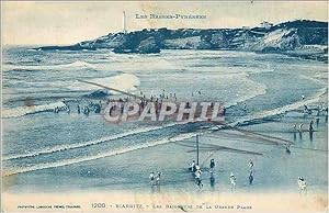 Carte Postale Ancienne Biarritz les baigneurs de la grande plage