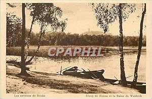 Carte Postale Ancienne Les environs de Bitche Etang de Hanau et la Ruine de Waldeck