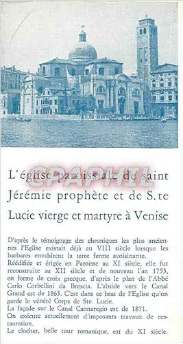 Bild des Verkufers fr DEpliant L'Eglise Paroisiale de Saint Jeremie Prophete et de S te Lucie Vierge et Martyre a Venise zum Verkauf von CPAPHIL