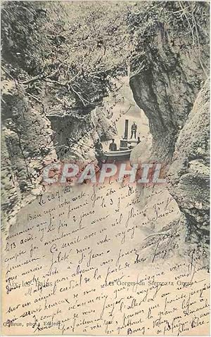 Carte Postale Ancienne Aix les Bains Gorges du Sierroz a Gresy Bateau (carte 1900)