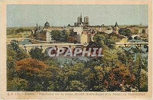 Imagen del vendedor de Carte Postale Ancienne Paris Panorama sur la Seine La Cite Notre Dame et la Pointe du Vert Galant a la venta por CPAPHIL
