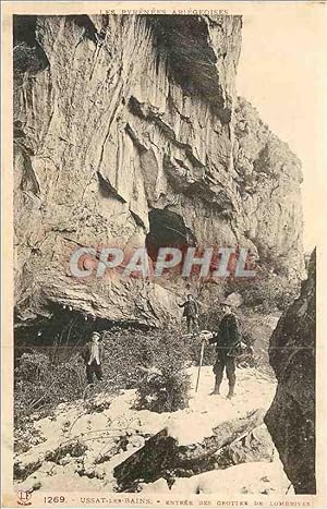 Carte Postale Ancienne Ussat les Bains Entrée des Grottes