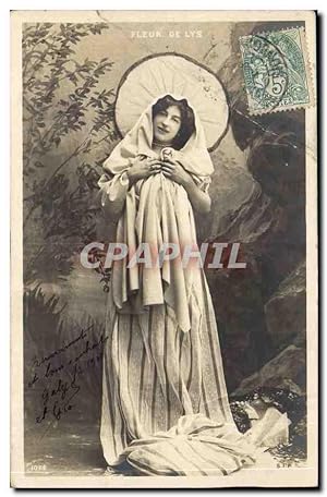 Immagine del venditore per Fantaisie - Femme - Fleur de Lys - Woman draped in white - Carte Postale Ancienne venduto da CPAPHIL