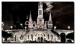 Bild des Verkufers fr Lourdes - La France Mariale - Basilique Notre dame de Lourdes - la Nuit - Carte Postale Ancienne zum Verkauf von CPAPHIL