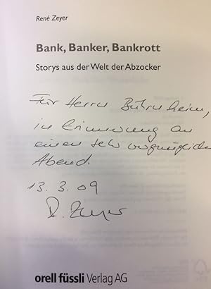 Bild des Verkufers fr Bank, Banker, Bankrott. Storys aus der Welt der Abzocker. zum Verkauf von Bhrnheims Literatursalon GmbH