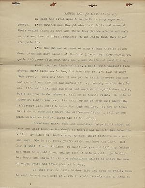 FANNIE LAY: A DOG'S REVERIE. ORIGINAL TYPED MANUSCRIPT