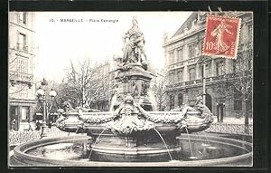 Seiden-Carte postale Marseille, Place Estrangin, fontaine