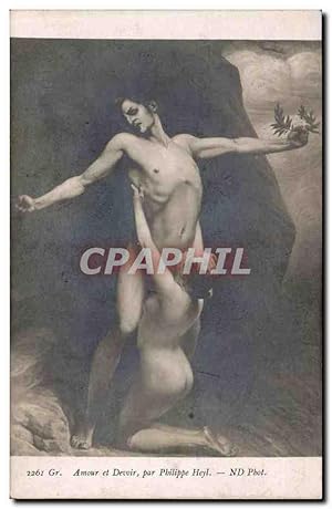 Bild des Verkufers fr Amour et Devoir - Erotique - Arts - Par Philippe Heyl - Carte Postale Ancienne zum Verkauf von CPAPHIL