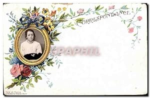 Image du vendeur pour Fantaisie - Jeune Fle - Correspondance - Rose et Ruban- Carte Postale Ancienne mis en vente par CPAPHIL