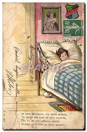 Bild des Verkufers fr Fantaisie - Enfant - Je sais pourquoi ma belle enfant Ta porte est nuit et jour ouverte - Carte Postale Ancienne zum Verkauf von CPAPHIL