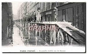 Image du vendeur pour Paris Carte Postale Ancienne Paris inonde Passerelle etablie rue de Beaune Publicit Kabiline Teinture de menages mis en vente par CPAPHIL