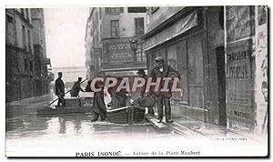 Image du vendeur pour Paris Carte Postale Ancienne Paris inonde Autour de la Place MAubert Publicit Kabiline Teinture de menages mis en vente par CPAPHIL