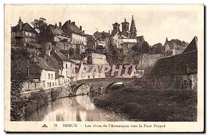 Semur Carte Postale Ancienne les rives de l'Armancon vers le pont Pinard