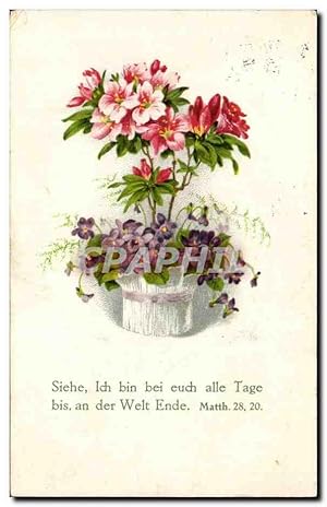 Bild des Verkufers fr Fleurs - Blumen - Siehe ich bin bei euch ale tage bis an der Welt Ende - Carte Postale Ancienne zum Verkauf von CPAPHIL