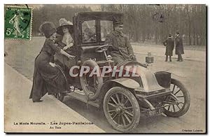 Paris Carte Postale Ancienne La mode nouvelle Les jupes pantalons Au bois (taxi automobile) TOP