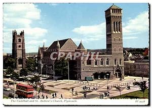 Grande Bretagne Carte Postale Moderne the guildhall and St Andrew's church Plymouth