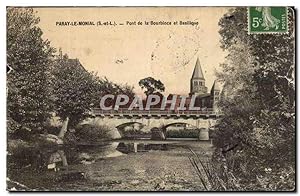 Paray le Monial Carte Postale Ancienne Pont de la Bourbince et basilique