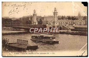 Bild des Verkufers fr Carte Postale Ancienne Paris Gare des invalides et pont Alexandre III zum Verkauf von CPAPHIL