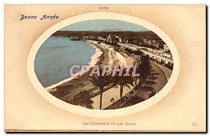 Nice Carte Postale Ancienne Bonne année Les terrasses et les quais