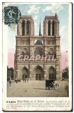 Paris 4 Notre Dame et le Parvis - Carte Postale Ancienne