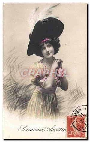 Image du vendeur pour Fantaisie - Femme avec chapeau - style - mode - fashion Carte Postale Ancienne mis en vente par CPAPHIL
