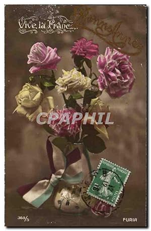 Bild des Verkufers fr Fantaisie - bouquet - Bonne Anne - Vive la France - Carte Postale Ancienne zum Verkauf von CPAPHIL